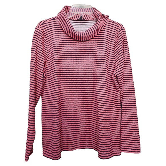 Talbots Tops - Talbots Petite Cotton Blend Textured Striped Cowl Neck Knit Top Size XLP